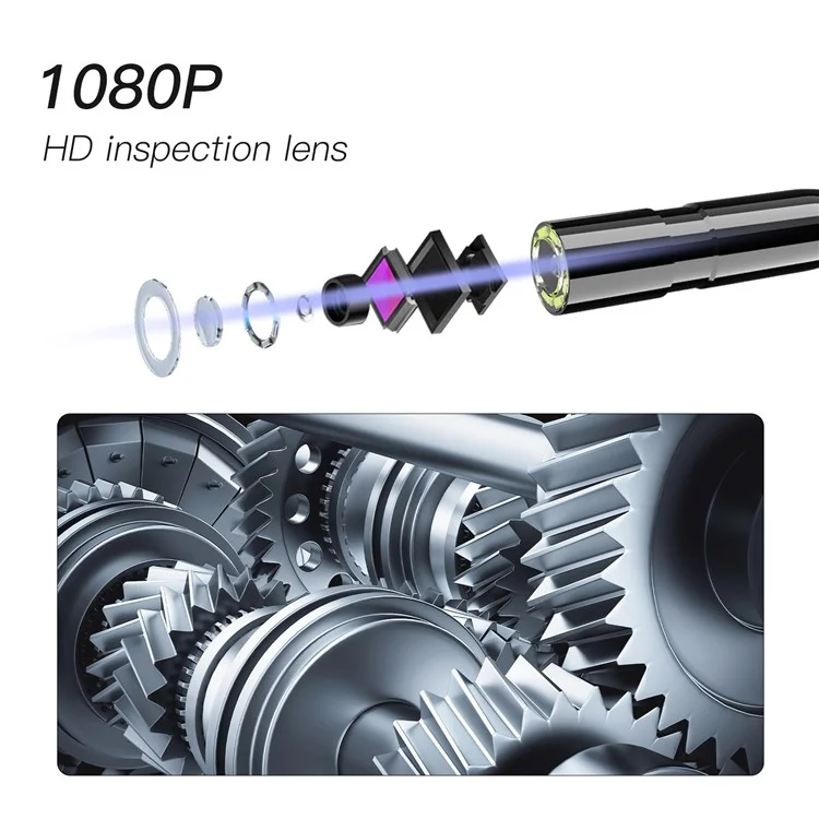 P10 10m Hard Wire 8mm Lens Handheld Endoscope IP68 Waterproof 1080P HD Borescope 2.8" IPS Screen Piping Inspection Camera