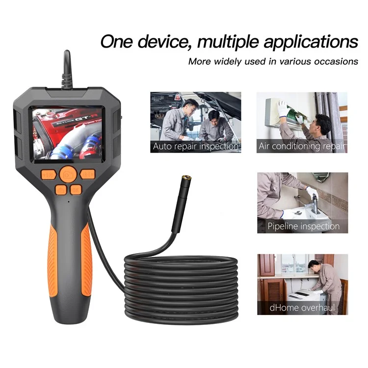 P10 5m Hard Wire 5.5mm Lens 2.8" IPS Screen 1080P HD Inspection Camera 8-LED Handheld Endoscope