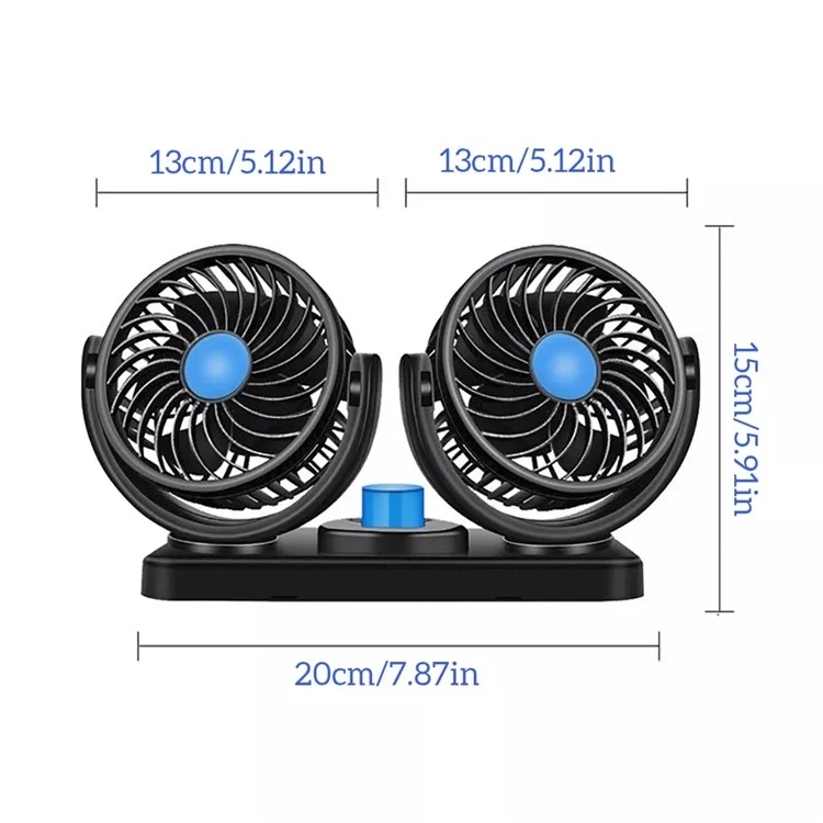 Ventilador de refrigeración para salpicadero de coche USB Eléctrico de Doble Cabezal, Aire Circulador de Fuerte Viento con Rotación de 360 Grados