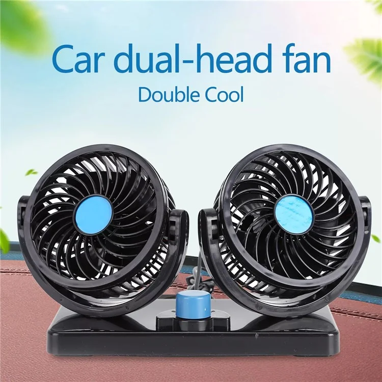 Ventilador de refrigeración para salpicadero de coche USB Eléctrico de Doble Cabezal, Aire Circulador de Fuerte Viento con Rotación de 360 Grados
