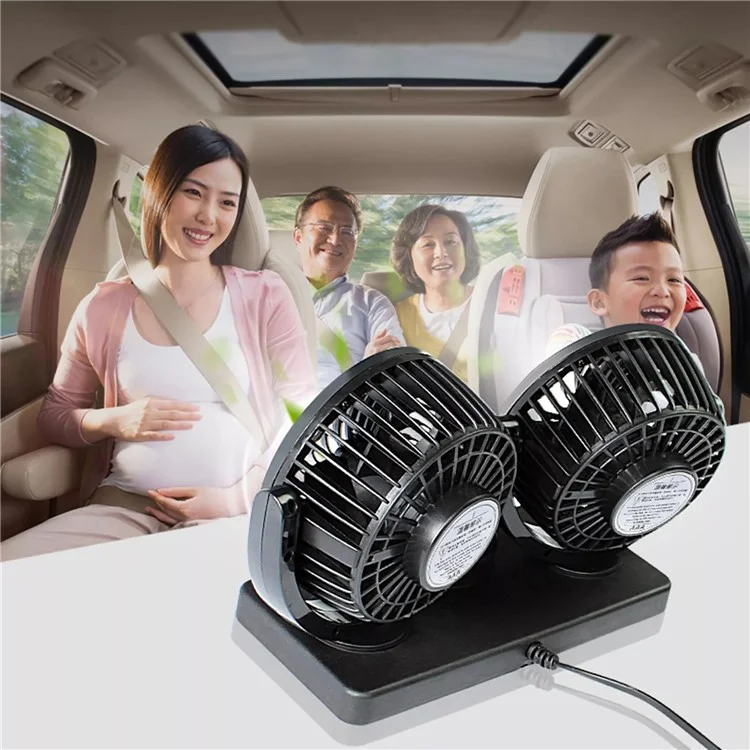Ventilador de refrigeración para salpicadero de coche USB Eléctrico de Doble Cabezal, Aire Circulador de Fuerte Viento con Rotación de 360 Grados