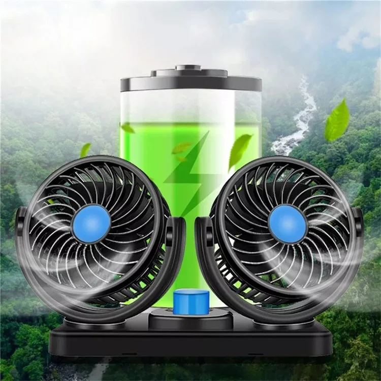 Ventilador de refrigeración para salpicadero de coche USB Eléctrico de Doble Cabezal, Aire Circulador de Fuerte Viento con Rotación de 360 Grados