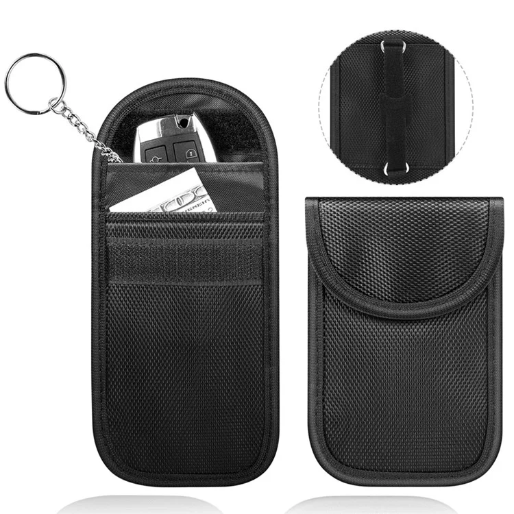 Double Layer RFID Blocking ID Credit Card Storage Pouch Car Key Signal Shielding Bag with Dual Buckle