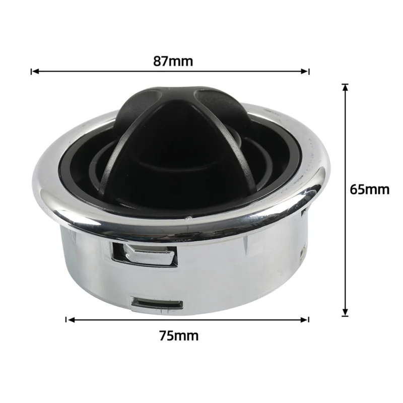 A6765 Snap-On Air Outlet for Cars RVs, Electroplating Air Vent Replacement Part for Vehicles Modified Trucks (Φ87 / 75)