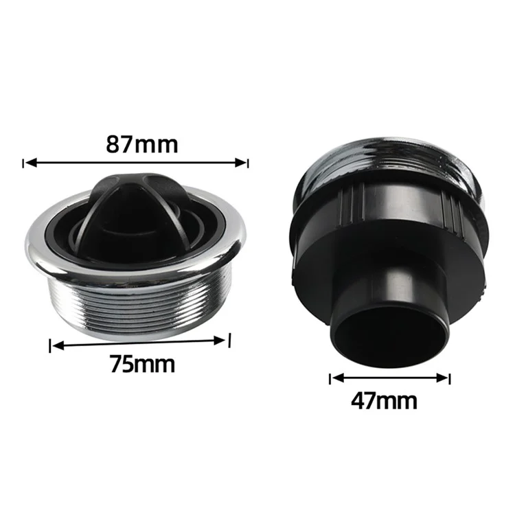 A6766-02 Air Conditioning Outlet Air Vent Exhaust Side Roof Round Air Ventilation Outlet for Car RV Truck (Φ87 / 75 / 48) - Type de filetage