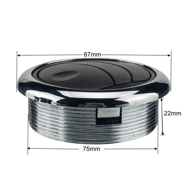 A1153-02 Style Intégral Accessoire de remplacement de la bouche d'aération Électroplaqué pour tableau de bord de camping-car pour véhicules Accessoires modifiés (Φ87 / 75 / 46) 