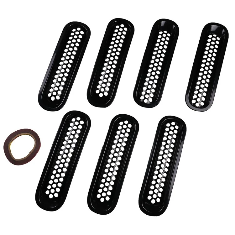 7 pièces pour Jeep Wrangler JK 2007-2017 Grille avant de la voiture, grille maillée, grille de protection et filet