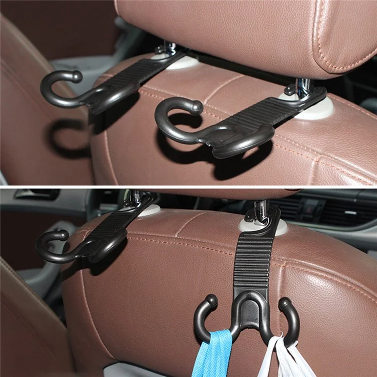 2Pcs Groceries Storage Headrest Hanger Plastic Car Back Seat Bag Holder Double Hooks