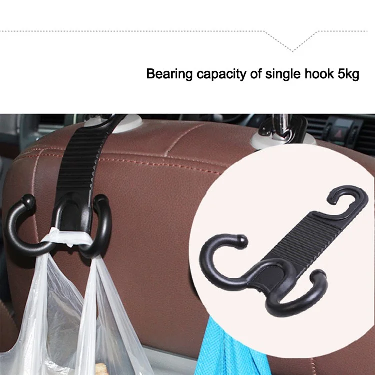 2Pcs Groceries Storage Headrest Hanger Plastic Car Back Seat Bag Holder Double Hooks