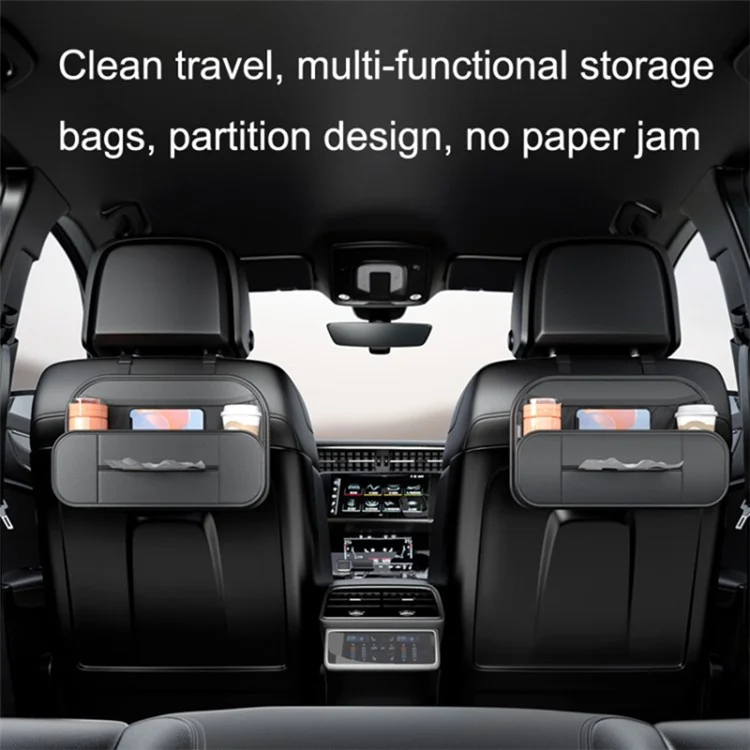 Organisateur de voiture Backseat PU Leather Car Seat Back Storage Holder pour smartphone, bouteille, tasse Accessoires universels pour voiture
