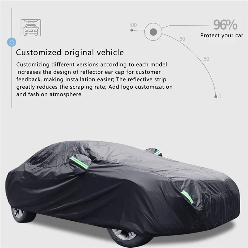 1026 190T Silver Coated Cloth Car Cover Reflective UV Protection Waterproof Car Hood - XL