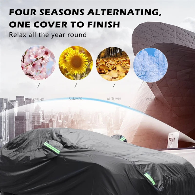 1026 190T Silver Coated Cloth Car Cover Reflective UV Protection Waterproof Car Hood - XL