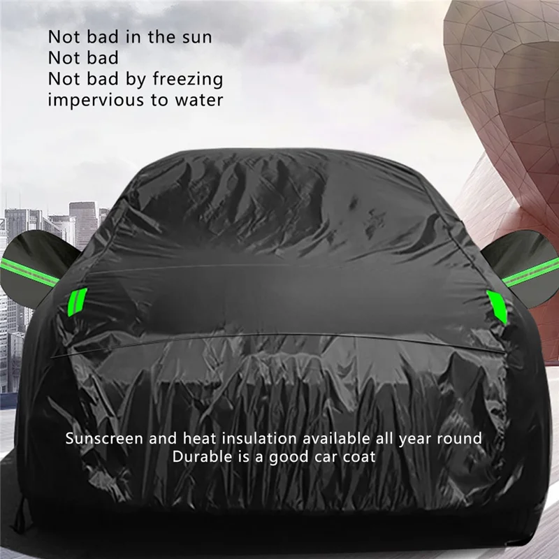 1026 190T Silver Coated Cloth Car Cover Reflective UV Protection Waterproof Car Hood - XL