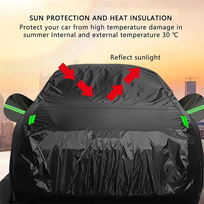 1026 190T Silver Coated Cloth Car Cover Reflective UV Protection Waterproof Car Hood - XL