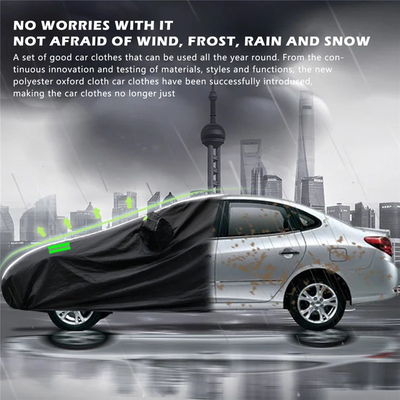 1026 190T Silver Coated Cloth Car Cover Reflective UV Protection Waterproof Car Hood - XL