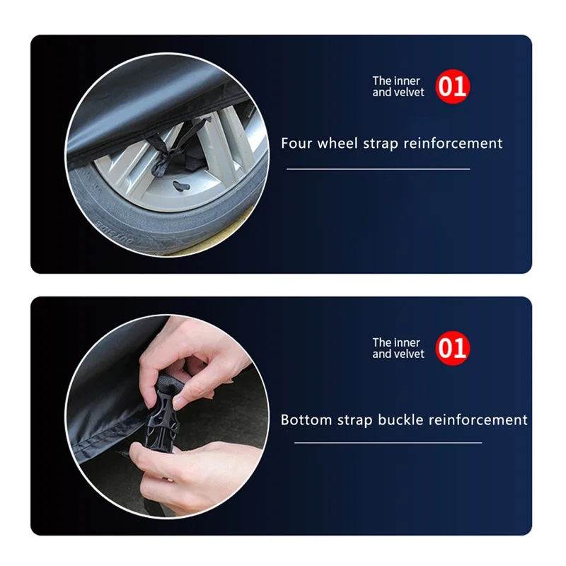 1026 190T Silver Coated Cloth Car Cover Reflective UV Protection Waterproof Car Hood - XL