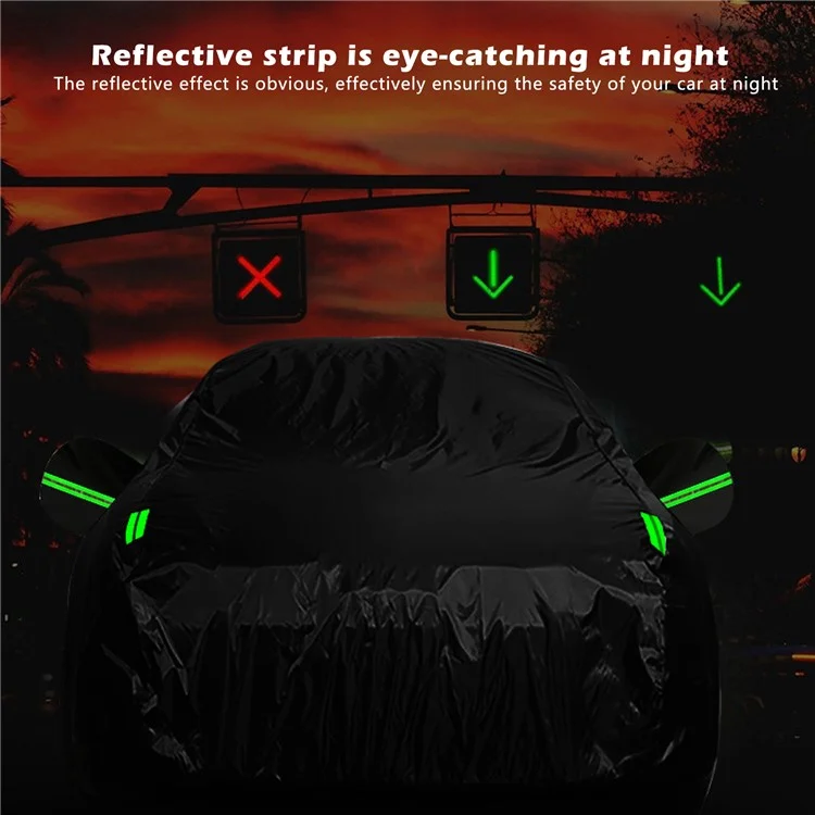 1026 190T Silver Coated Cloth Car Cover Reflective UV Protection Waterproof Car Hood - XXL