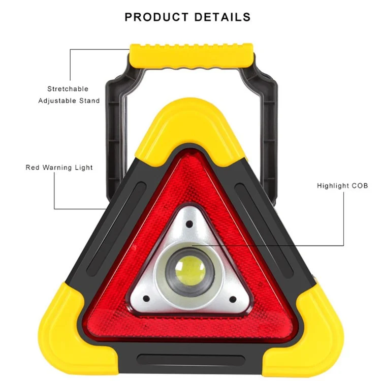 BY-145 USB Rechargeable Triangle Car Repair Warning LED Lamp Traffic Emergency Stop Warning Light