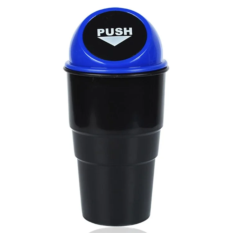 Car Trash Can Ash Bin Hand Push Mini Garbage Can Vehicle Interior Accessories - Blue