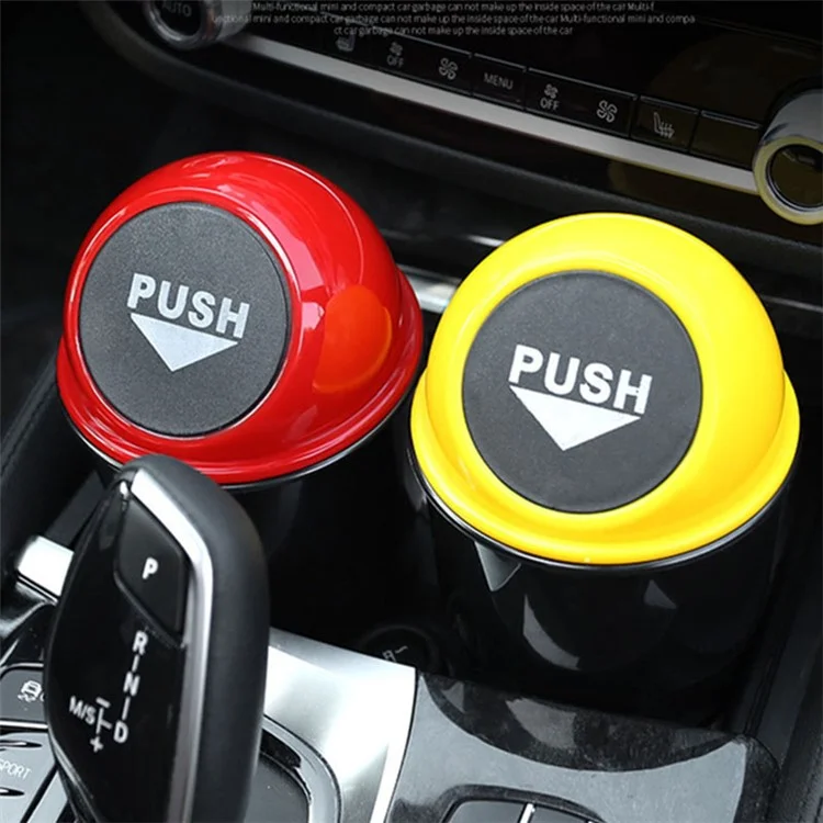 Car Trash Can Ash Bin Hand Push Mini Garbage Can Vehicle Interior Accessories - Blue