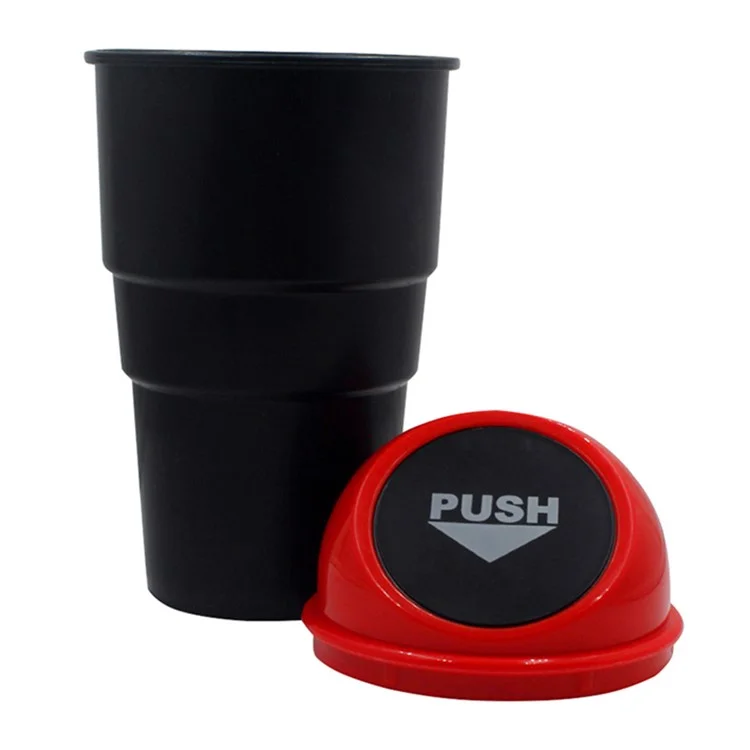Car Trash Can Ash Bin Hand Push Mini Garbage Can Vehicle Interior Accessories - Blue