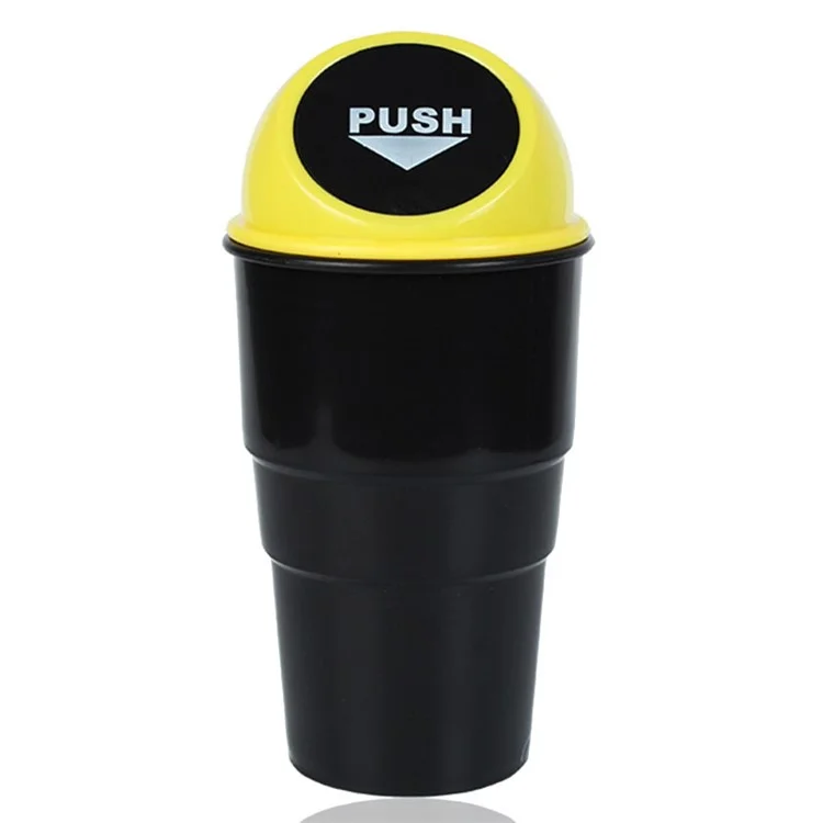 Car Trash Can Ash Bin Hand Push Mini Garbage Can Vehicle Interior Accessories - Yellow