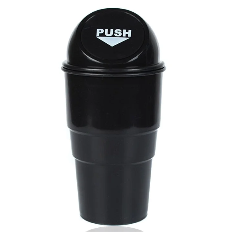 Car Trash Can Ash Bin Hand Push Mini Garbage Can Vehicle Interior Accessories - Black