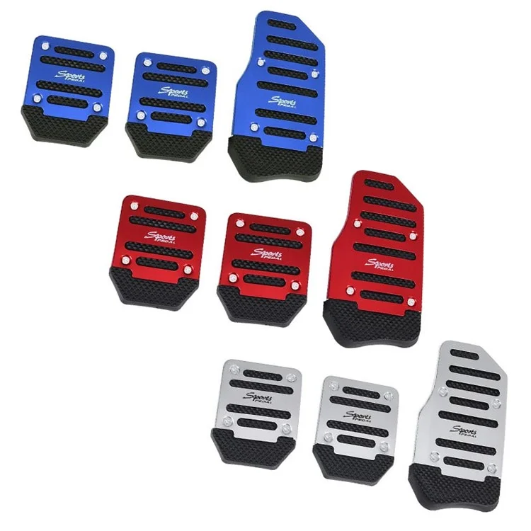 BY-207 3PCS Non-Slip Car Vehicle Accelerator Brake Pedal Cover Car Replacement Accessories (Manual Control) - Azul