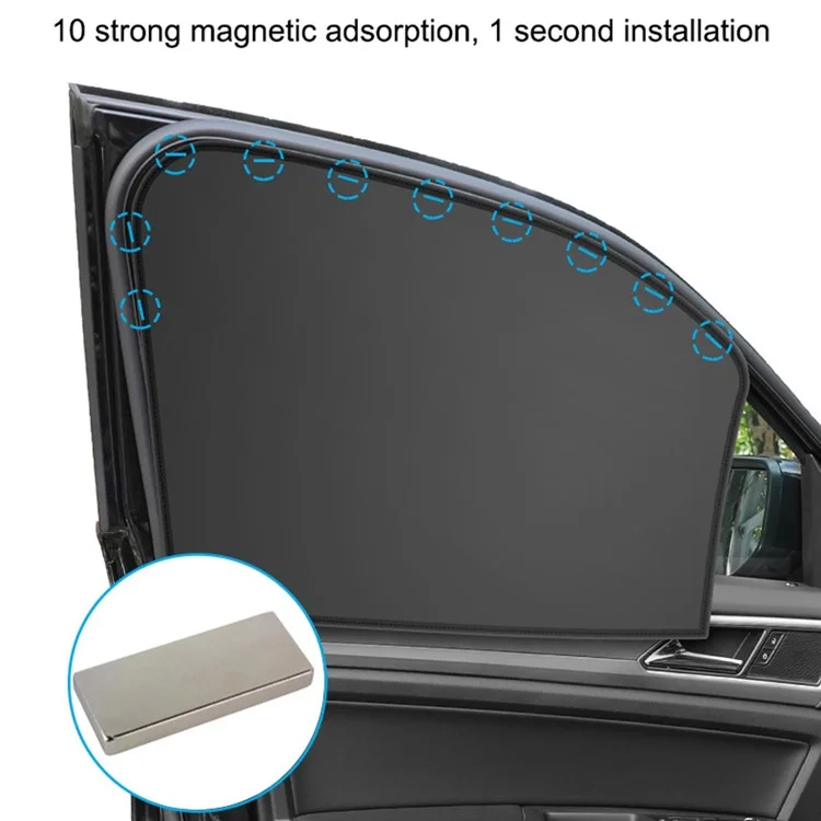 Car Front Side Window Sun Shade UV Protection Polyester Magnetic Car Sunshade Curtain (Driver Side, 62x48x33cm)