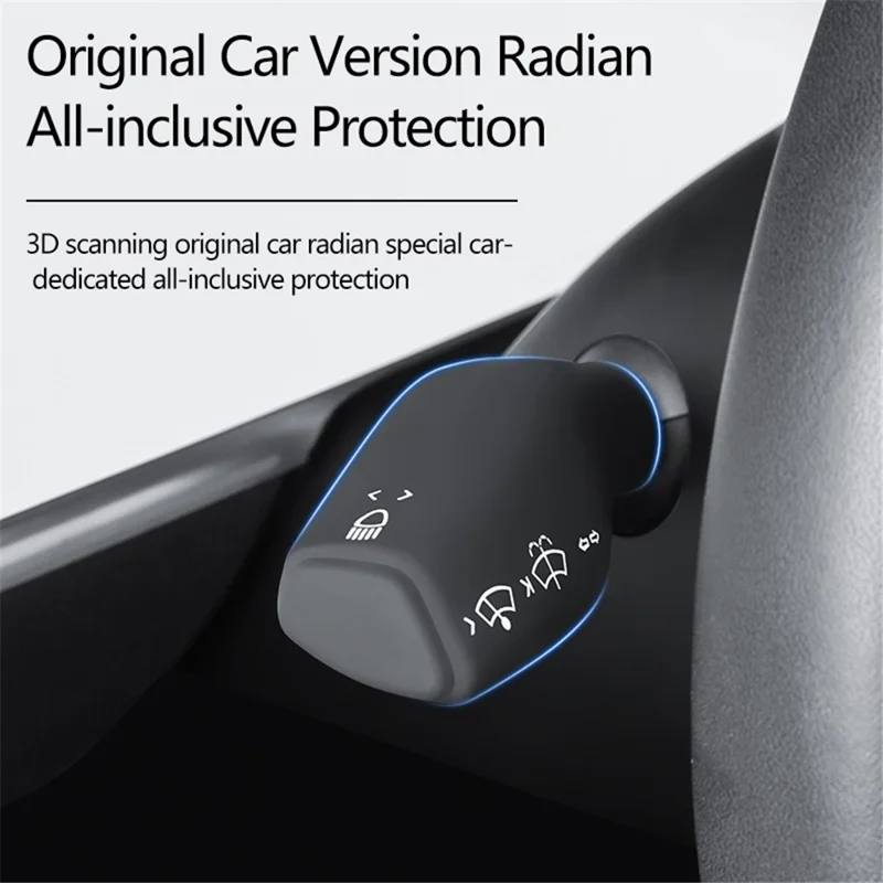 TSL62 2PCS For Tesla Model 3 / Y Silicone Car Shift Knob Cover Automobile Shift Protector Sleeve (English Version) - Black
