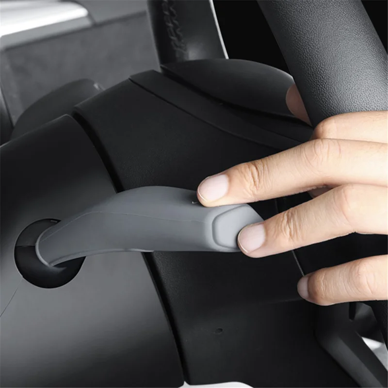 TSL62 2PCS For Tesla Model 3 / Y Silicone Car Shift Knob Cover Automobile Shift Protector Sleeve (English Version) - Black