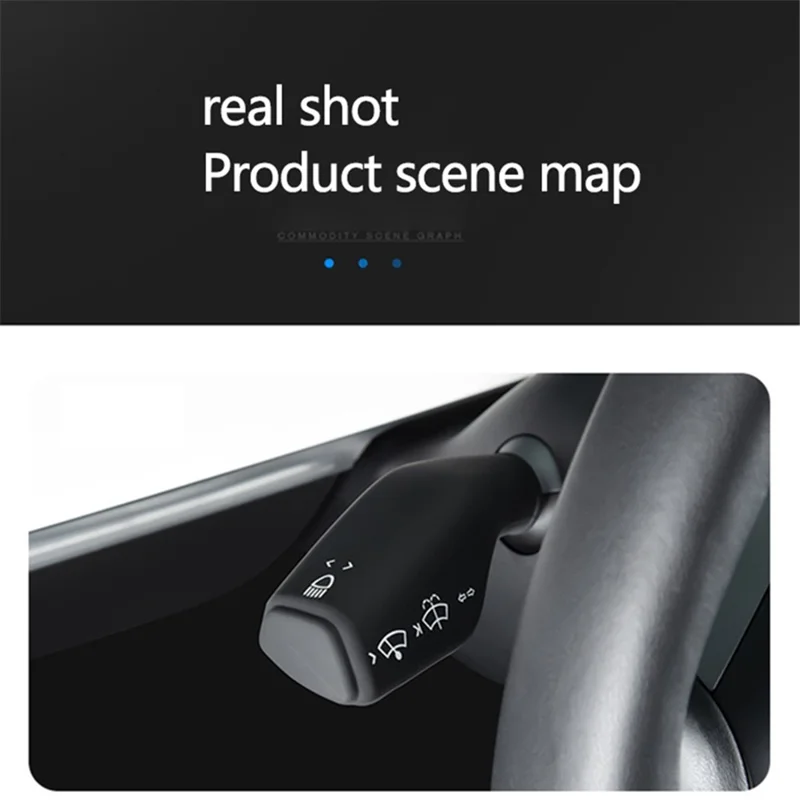 TSL62 2PCS For Tesla Model 3 / Y Silicone Car Shift Knob Cover Automobile Shift Protector Sleeve (English Version) - Black