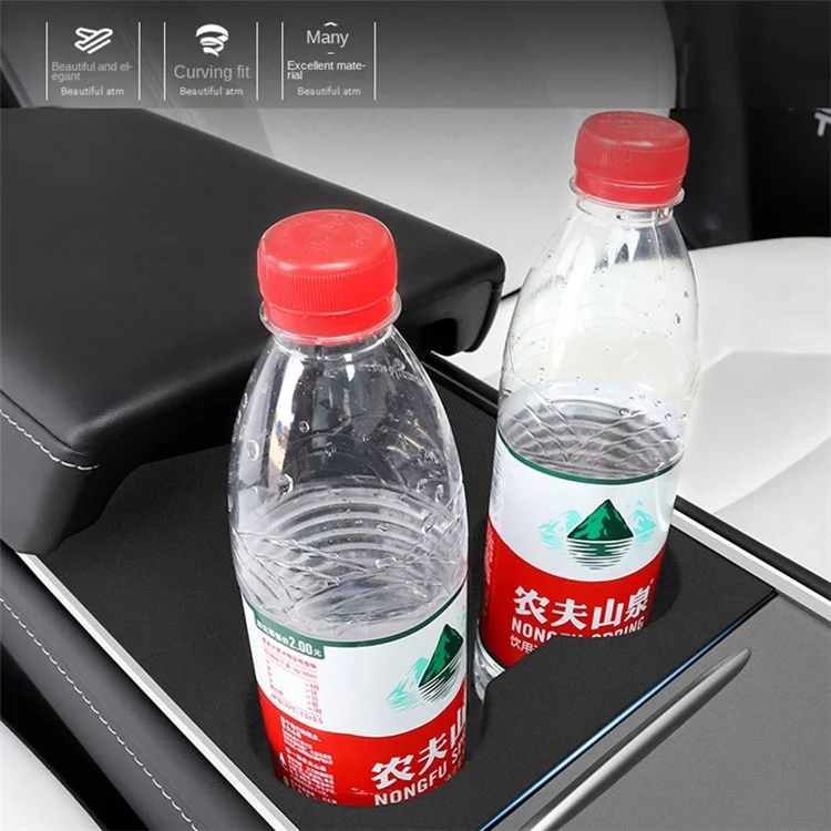 M10739 para Tesla Model 3 / Y Alfombrilla antideslizante de silicona integrada para el apoyabrazos del coche, Soporte para vasos y bebidas, Bandeja del consola central - Negro