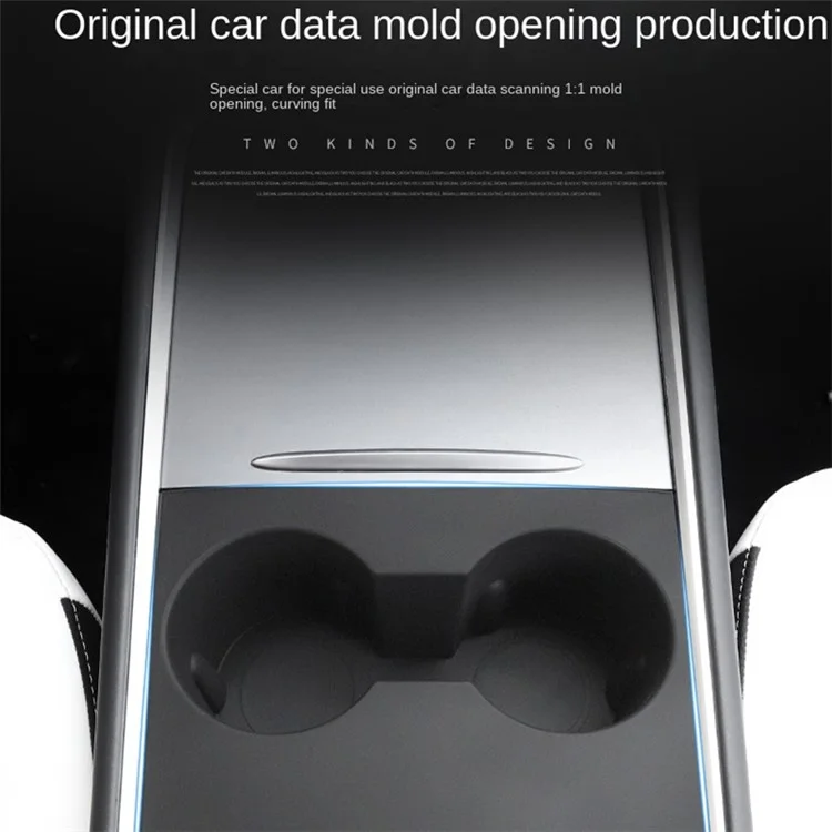M10739 para Tesla Model 3 / Y Alfombrilla antideslizante de silicona integrada para el apoyabrazos del coche, Soporte para vasos y bebidas, Bandeja del consola central - Negro