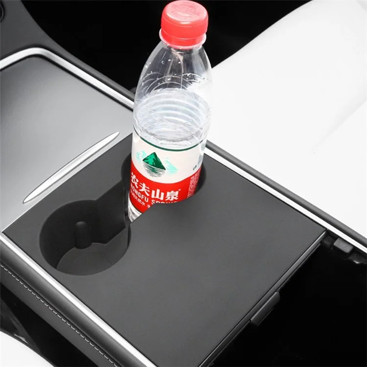 M10739 para Tesla Model 3 / Y Alfombrilla antideslizante de silicona integrada para el apoyabrazos del coche, Soporte para vasos y bebidas, Bandeja del consola central - Negro