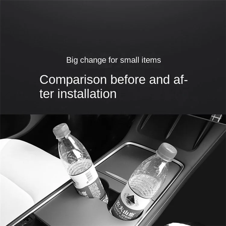 M10739 para Tesla Model 3 / Y Alfombrilla antideslizante de silicona integrada para el apoyabrazos del coche, Soporte para vasos y bebidas, Bandeja del consola central - Negro