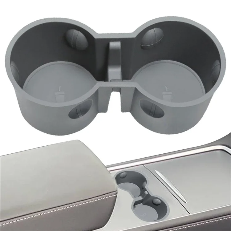 M30826 For Tesla Model 3 / Y Car TPE Center Console Organizer Drinks Cup Holder Tray Armrest Organizer - Grey