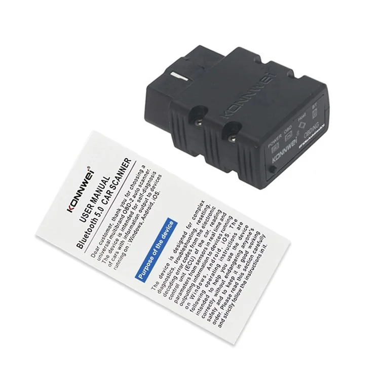 Konnwei KW902 Bluetooth 4.0 5.0 ELM327 OBD2 IOS / Dispositif de Diagnostic de Détecteur de Défauts de Voiture à Double Mode Android - Noir