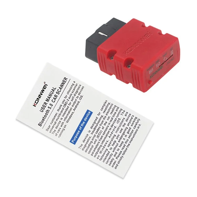 KONNWEI KW902 Bluetooth-compatible 4.0 5.0 ELM327 OBD2 IOS / Android Dual-Mode Car Fault Detector Diagnosis Device - Red