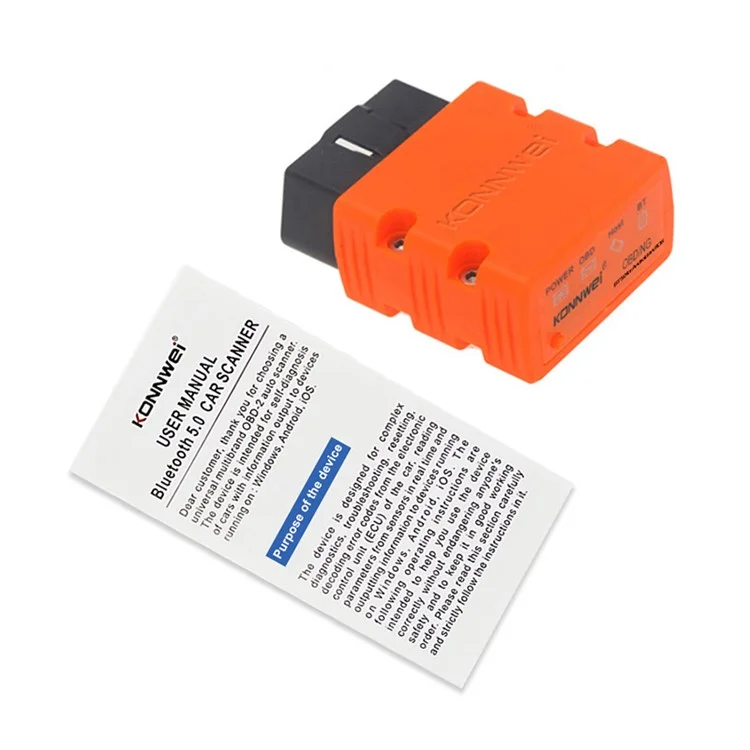 KONNWEI KW902 Bluetooth-compatible 4.0 5.0 ELM327 OBD2 IOS / Android Dual-Mode Car Fault Detector Diagnosis Device - Orange