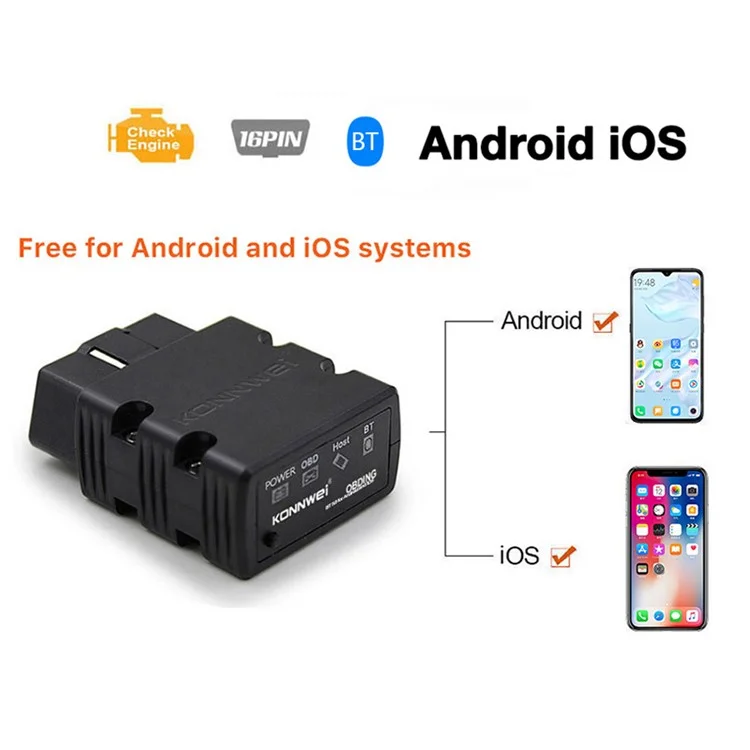 KONNWEI KW902 Bluetooth-compatible 4.0 5.0 ELM327 OBD2 IOS / Android Dual-Mode Car Fault Detector Diagnosis Device - Orange