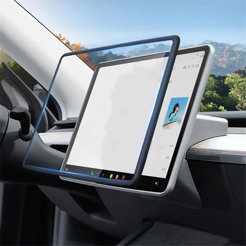 For Tesla Model Y / 3 Screen Silicone Case Car Display Screen Frame Protective Cover - Grey