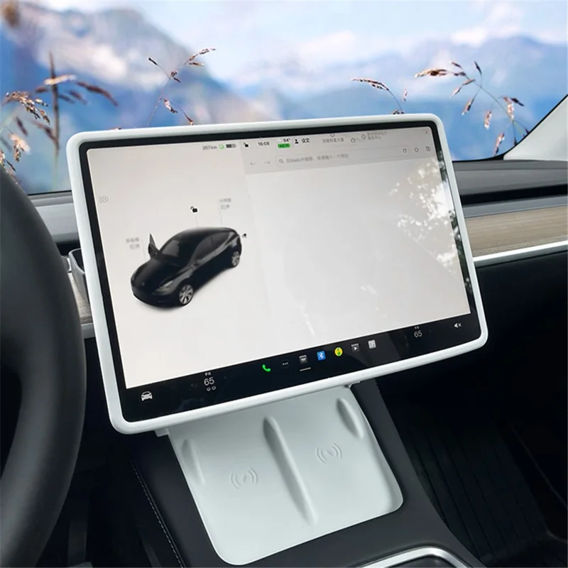 For Tesla Model Y / 3 Screen Silicone Case Car Display Screen Frame Protective Cover - Grey