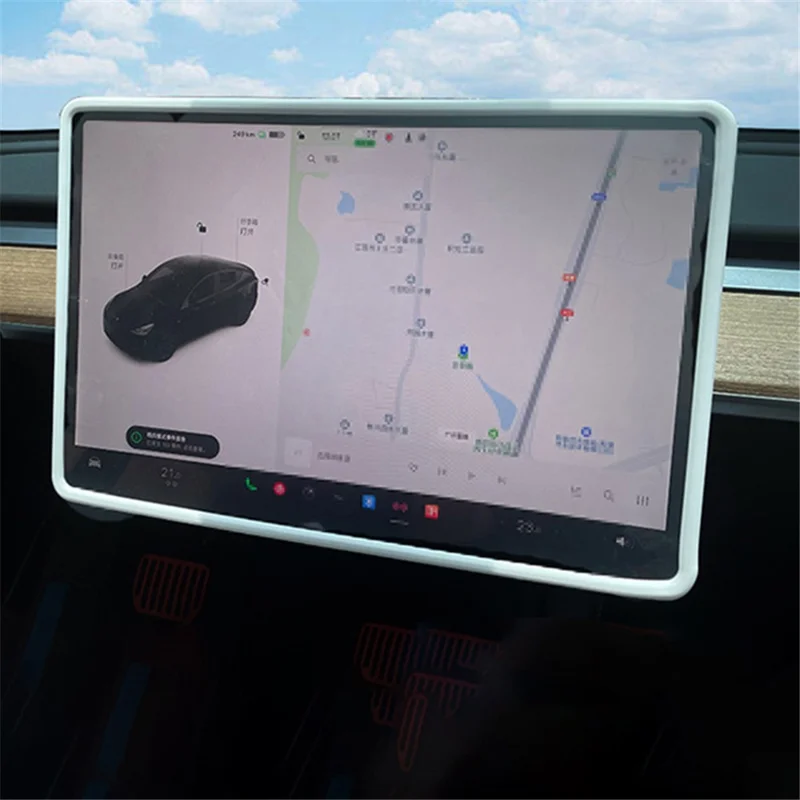 For Tesla Model Y / 3 Screen Silicone Case Car Display Screen Frame Protective Cover - Grey