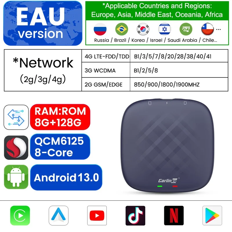 CARLINKIT CPC200-T2C Carplay Ai Box Android 13 QCM6125 8-Core Wireless TV Box 8+128G - US Version