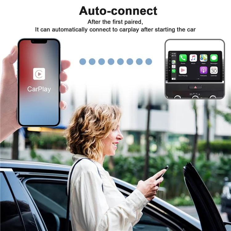 THT-020-2 Convertisseur sans fil CarPlay pour adaptateur CarPlay filaire Prise en charge de la mise à jour en ligne, Plug & Play - Noir 