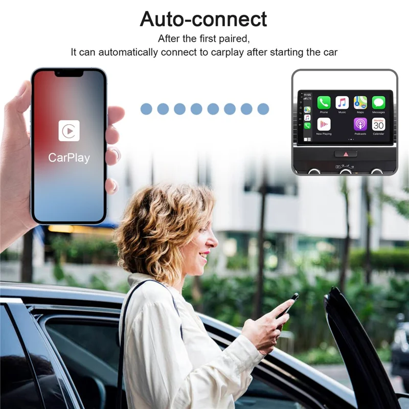 THT-020-2 iP Wireless CarPlay Converter Dongle for Wired CarPlay Car Adapter Support Online Update, Plug & Play - White
