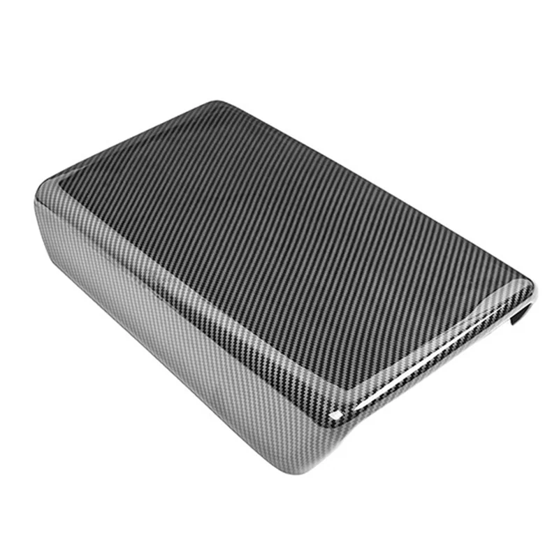 M30246 ABS Car Armrest Box Cover for Tesla Model 3 17-22 / Model Y 21-22 Central Control Armrest Interior Decor - Carbon Fiber