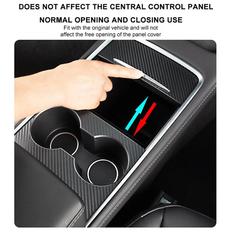 M30246 For Tesla Model 3 17-22 / Model Y 21-22 Car Center Console Cover Protector PU Central Control Panel Sticker - Carbon Fiber