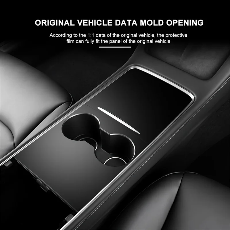 M30246 For Tesla Model 3 17-22 / Model Y 21-22 Car Center Console Cover Protector PU Central Control Panel Sticker - Carbon Fiber